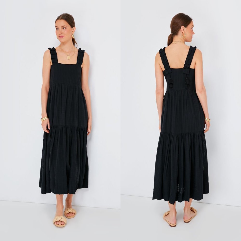 Mirth NEW Tuckernuck Exclusive Black Rio Cotton Handmade Maxi Dress Size S - Picture 3 of 12